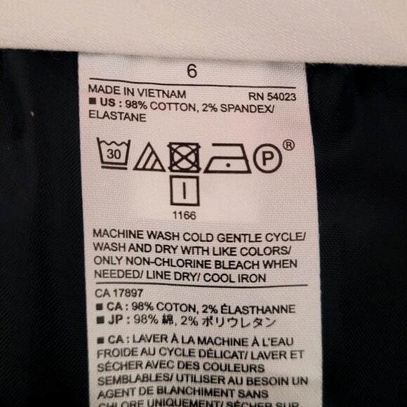 Banana Republic‎ Sz 6 Blue White Avery Herringbone Tie Waist Tailored Ankle Pant - Picture 6 of 8